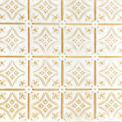 White 13 (Gold): Decorative Ceiling & Wall Panels - 2m2 (21.52 sqft) - 8 Panels