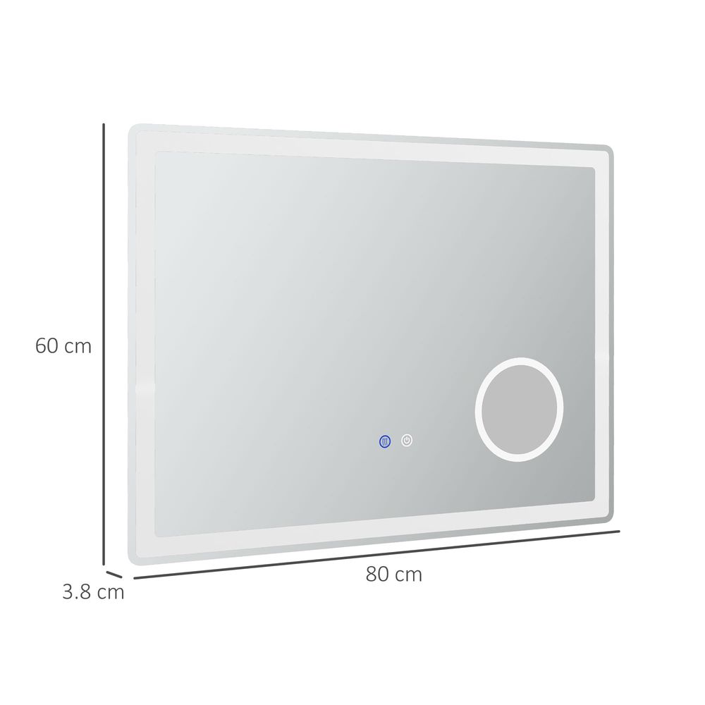 kleankin LED Lighted Bathroom Mirror with 3X Magnifying Mirror, Anti-Fog