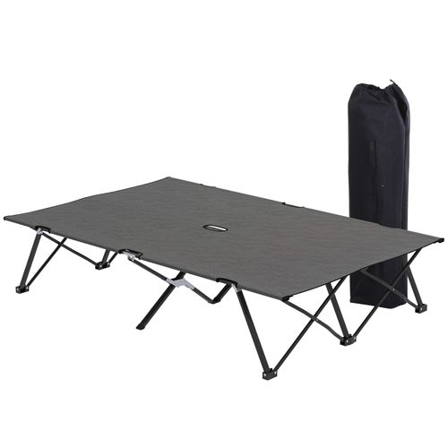 Outsunny Double Camping Folding Cot Portable Sleeping Bed, Charcoal Grey