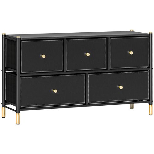 HOMCOM Fabric Chest of Drawers with PU Leather Surface, for Bedroom