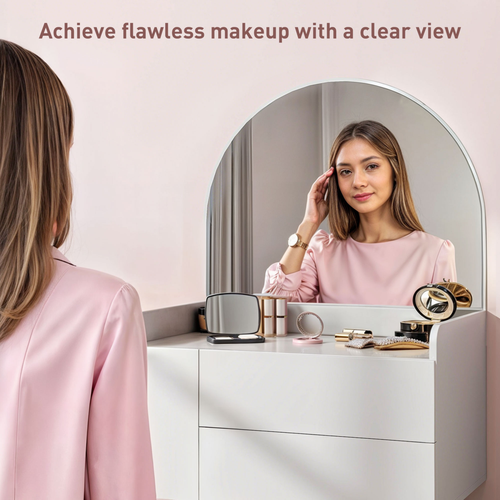 HOMCOM Makeup Vanity Table with Mirror Drawers Modern Dressing Table White