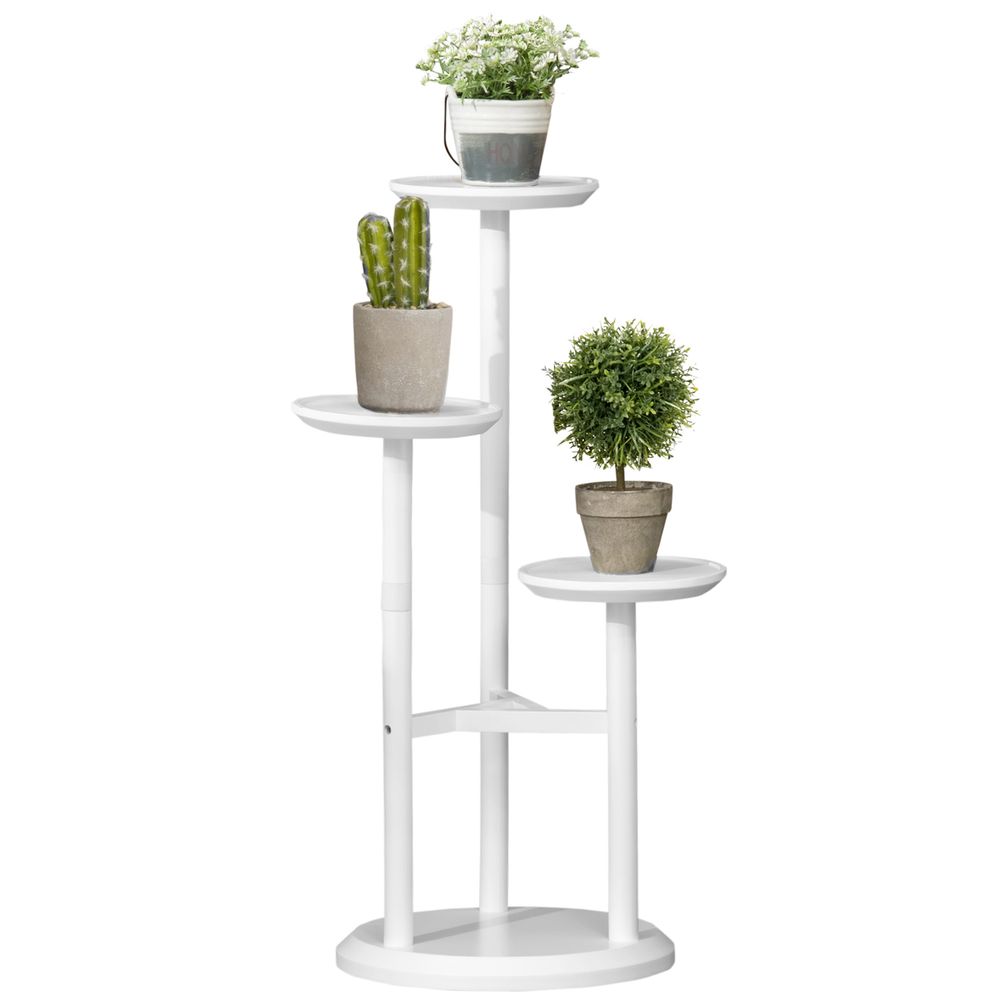 High-Quality 3 Tiered Bamboo Plant Stand - Indoor/Outdoor - White