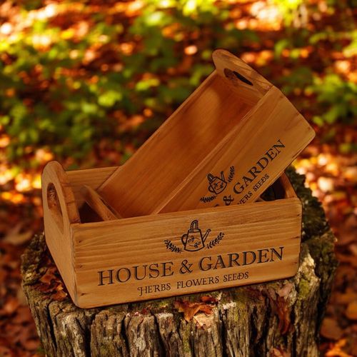 SET 2 WOODEN FLOWER PLANTERS