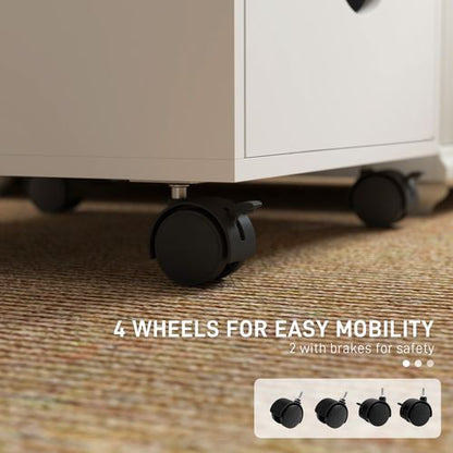 HOMCOM Mobile Vertical Filing Cabinet with 5 Drawers for Home Office, White