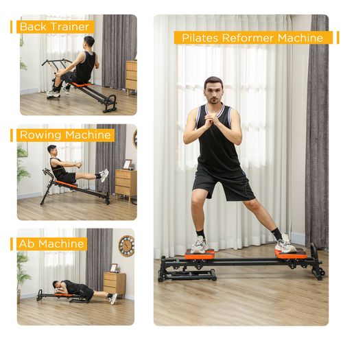 SPORTNOW Reformer Pilates Machine Flat or Incline Home Gym Equipment