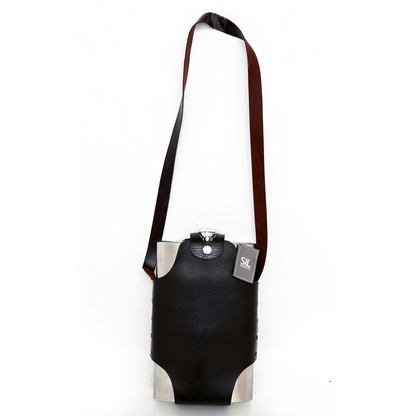 Jumbo Metal Hip Flask with Leather Strap - 1.5L Capacity