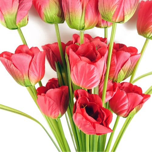 Pack of 6 x 80cm Artificial Tulip Red Stem