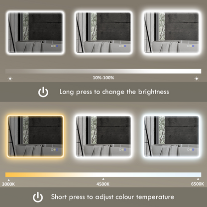 HOMCOM 600 x 800 mm Bluetooth Bathroom Mirror with LED Lights Wall Mounted