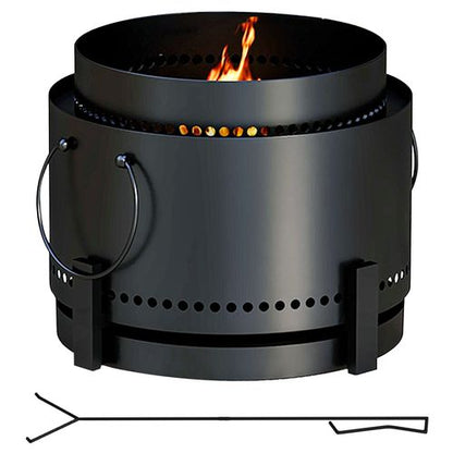 Outsunny 37cm Smokeless Wood Burning Firepit Metal Fire Pit, Black