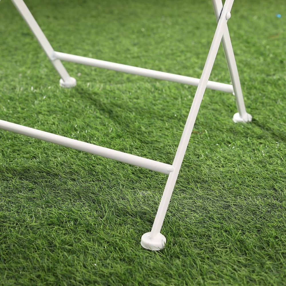 Garden Bistro Set for 2 with Folding Chairs and Round Table, White