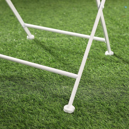 Garden Bistro Set for 2 with Folding Chairs and Round Table, White