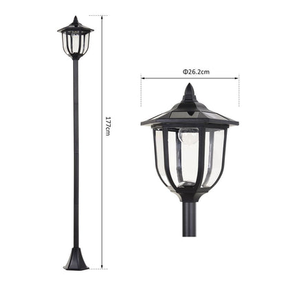 1.77m Tall Solar LED Lamp Post | Outdoor Garden Lighting | Black | Energy-Saving