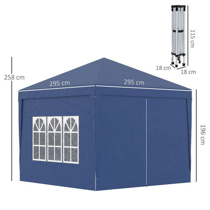High Quality 3mx3m Pop Up Gazebo Party Tent Canopy - Blue