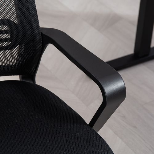 HOMCOM Meeting Office Chair, Mesh Reception Chair with Sled Base, Black