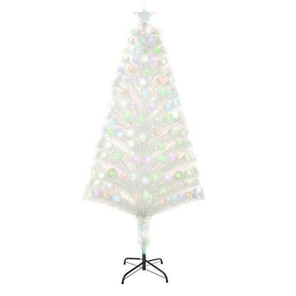 5 Feet Prelit Artificial Christmas Tree with Fiber Optic LED Light White
