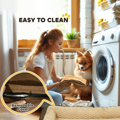 PawHut Dog Bed Calming Pet Bed Dog Mattress for Large Dogs - Brown