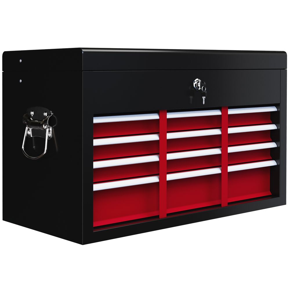 HOMCOM Lockable Metal Tool Chest w/ 6 Drawer, Ball Bearing Runners, Red