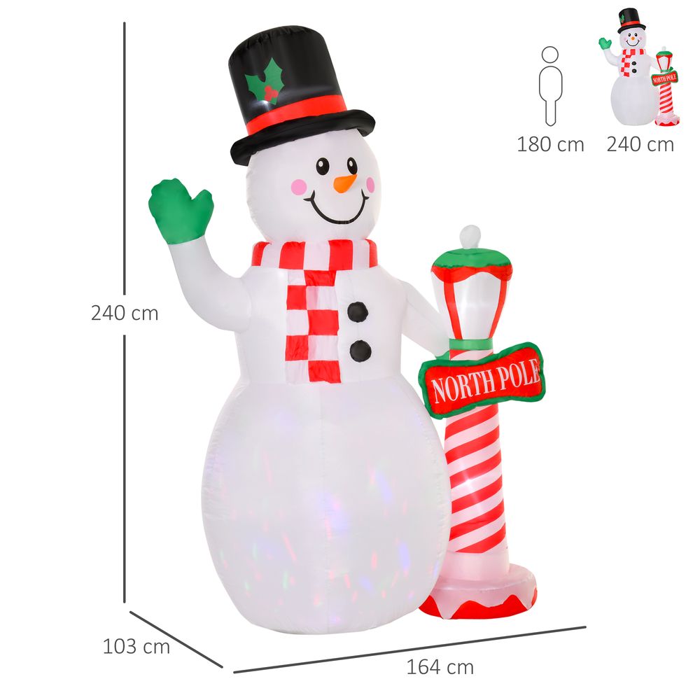 HOMCOM 8ft Tall Christmas Inflatable Snowman with Street Lamp, Lighted for Home Indoor Outdoor Garden Lawn Decoration Party Prop