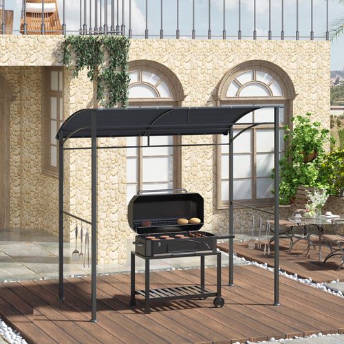2M (7ft) BBQ Grill Gazebo Tent Garden Grill Metal Frame Grey