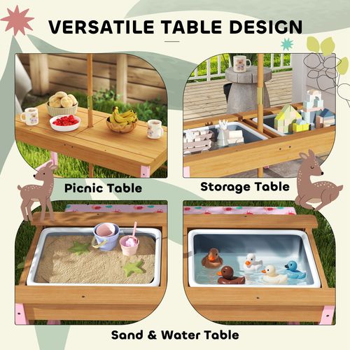 AIYAPLAY Kids Picnic Table, Wooden Children Garden Table and Bench Set, Pink