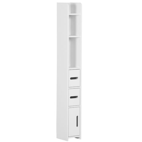 kleankin Freestanding Bathroom Cabinet w/ Open Shelves 3 Cupboards, White