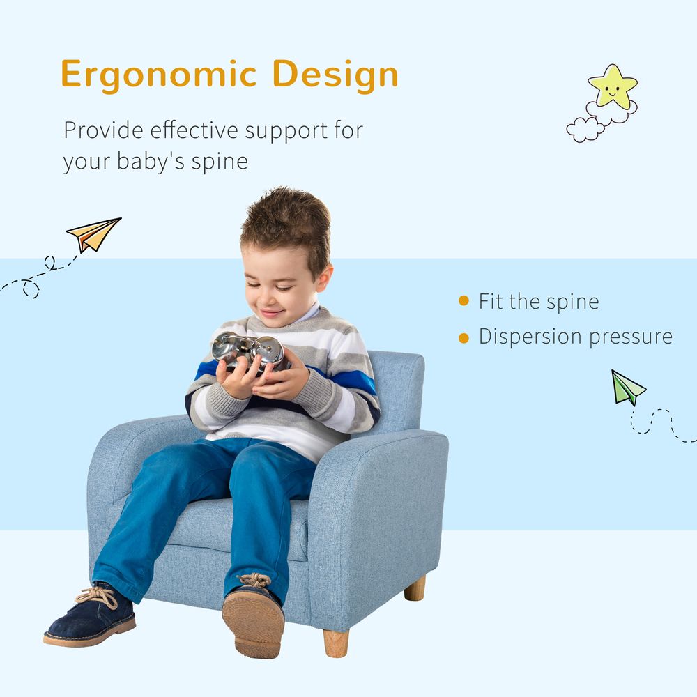 Premium Wood Frame Child Armchair | Cushioned Seat | Low-Rise | Easy Assembly