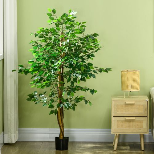 Homcom 150cm Artificial Tree Ficus for Indoor Outdoor Home Decor, Fake Tree
