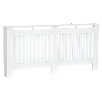 HOMCOM Slatted Radiator Cover Painted Cabinet MDF Lined Grill in White (172L x 19W x 81.5H cm)