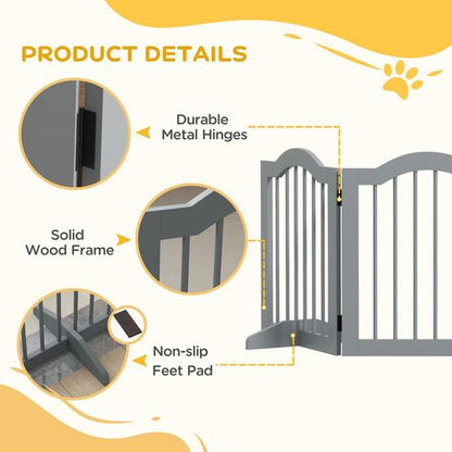 PawHut Freestanding Pet Gate Barrier 3 Pannel w/ Support Feet