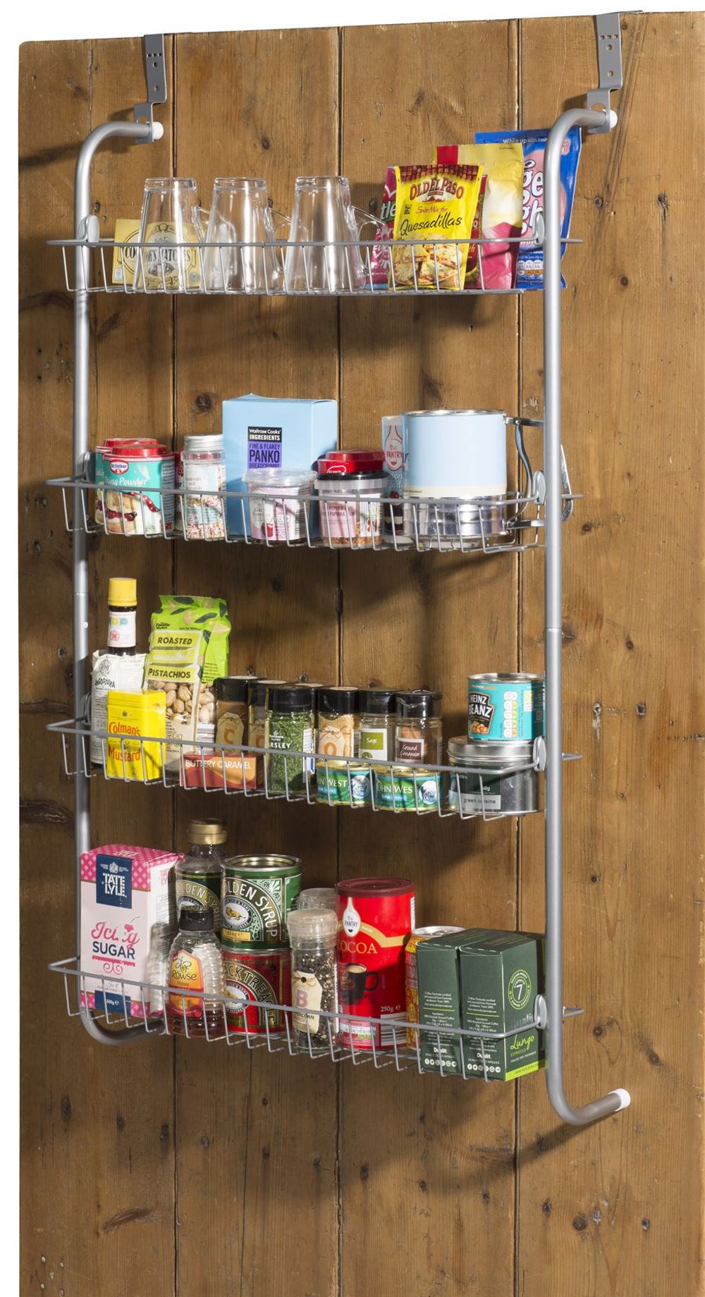 Premium Over-The-Door Hanging Rack | 4 Tiers | Pantry & Storage Cupboard | Easy Assembly