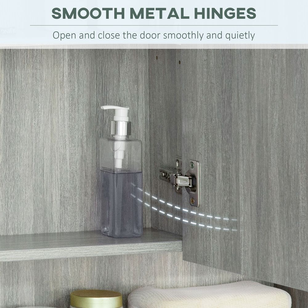 High-End Grey Bathroom Mirror Cabinet, Wall Mounted with 3 Doors and Cupboards - Order Today!