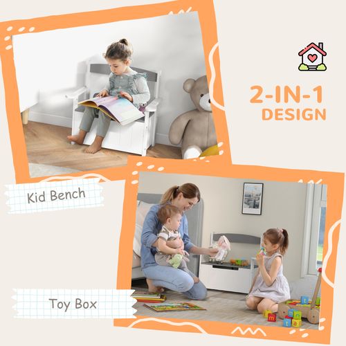 AIYAPLAY 2 in 1 Toy Box for Kids with Safety Lid for Bedroom, Nursery