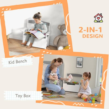 AIYAPLAY 2 in 1 Toy Box for Kids with Safety Lid for Bedroom, Nursery
