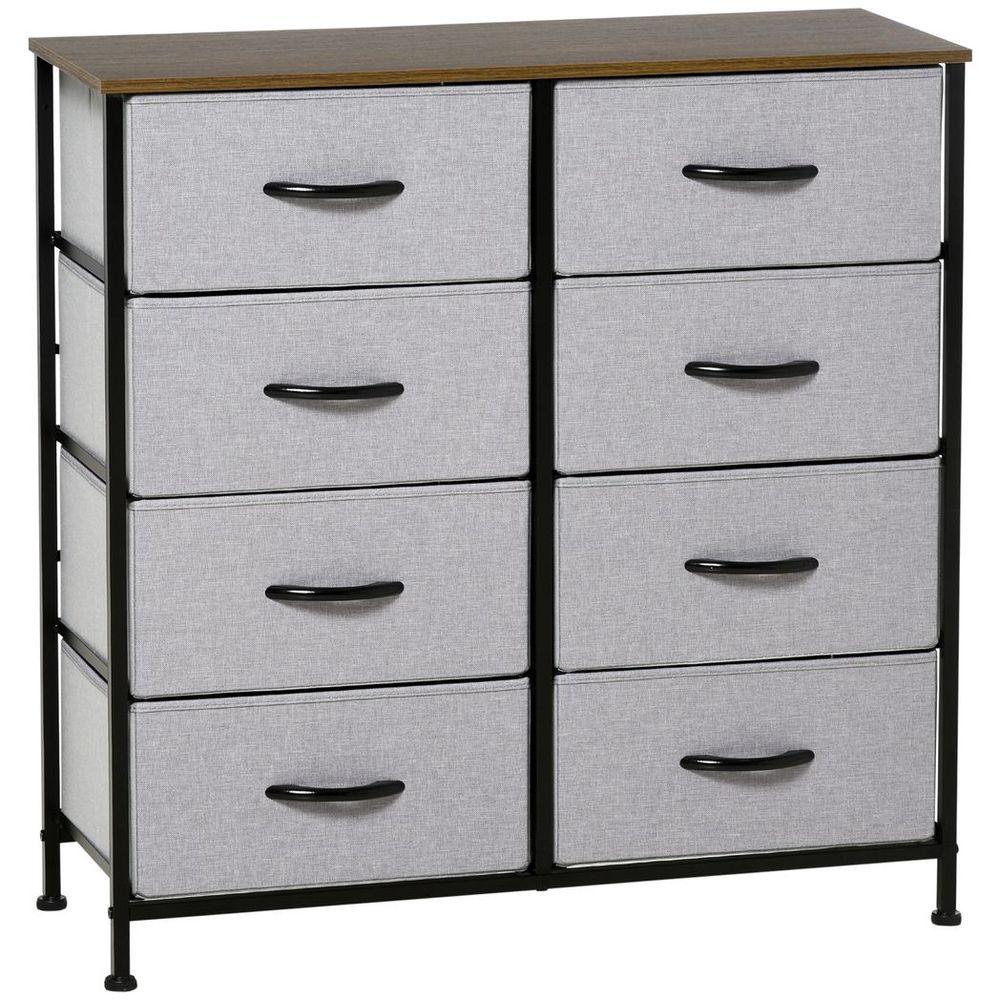 HOMCOM Grey 8 Drawer Fabric Chest: Closet & Hallway Storage, Wooden Top, High Quality