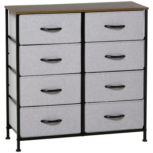 HOMCOM Grey 8 Drawer Fabric Chest: Closet & Hallway Storage, Wooden Top, High Quality