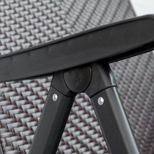 Set of 2 Outdoor Patio PE Rattan Dining Armrests Chair Adjustable Red Brown