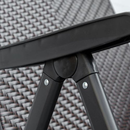 Set of 2 Outdoor Patio PE Rattan Dining Armrests Chair Adjustable Red Brown