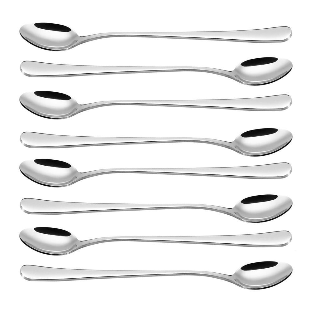 Elegant 8pc SS Long Handle Latte Spoons - Top Quality for Kitchen, Hotel, Restaurant - Perfect Gift!