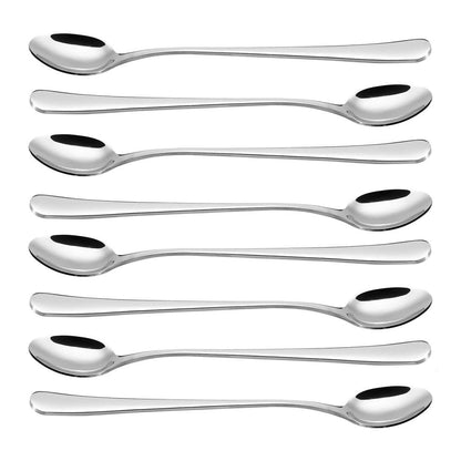 Elegant 8pc SS Long Handle Latte Spoons - Top Quality for Kitchen, Hotel, Restaurant - Perfect Gift!