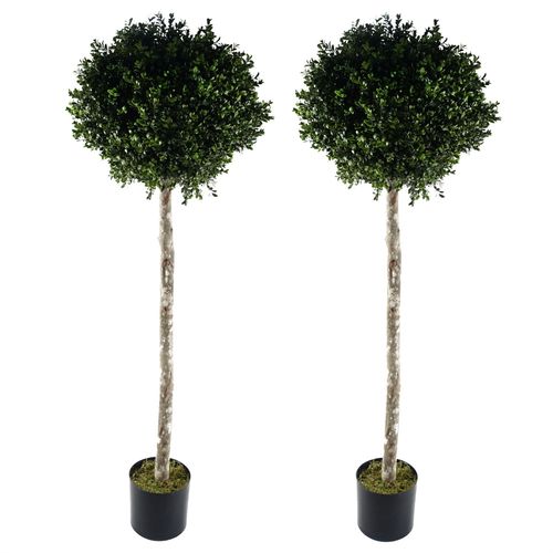 140cm Pair of Buxus Ball Artificial Tree UV Resistant Outdoor Topiary