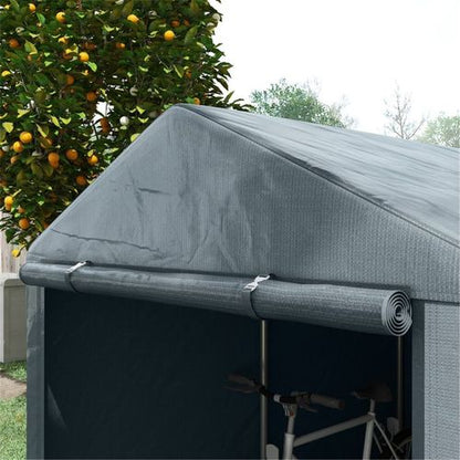 Outsunny 1.6 x 2.2m Garden Storage Shed Tent, Portable Shed Shelter with Galvanised Steel Frame and Large Door, for Motorbike, Garden Tools, Bike Storage, Dark Grey