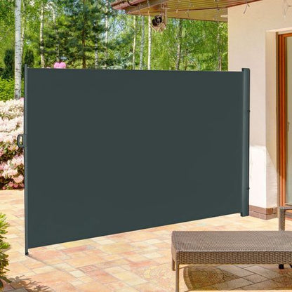 3x2M Retractable Side Awning Screen Fence Patio Privacy Divider Grey