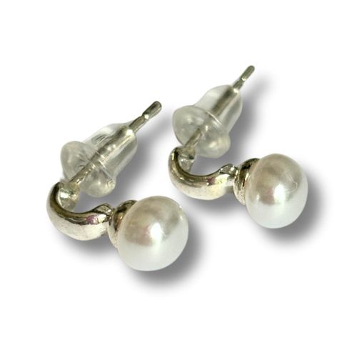 Hoop Pearl Stud Earrings for Women - Classic and Elegant