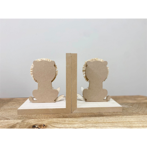 Set of Two Wooden Lion Bookends