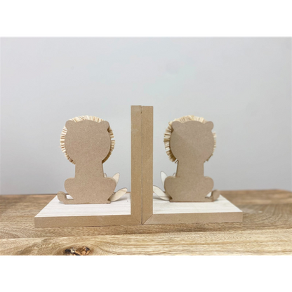 Set of Two Wooden Lion Bookends