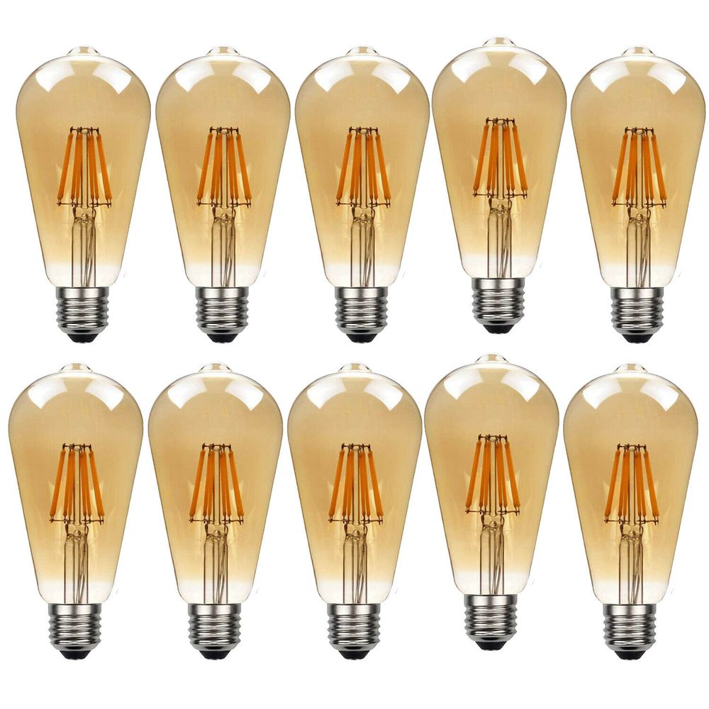 10 Pack E27 LED Edison Dimmable Vintage Amber Glass Warm white 2700K Light Bulb