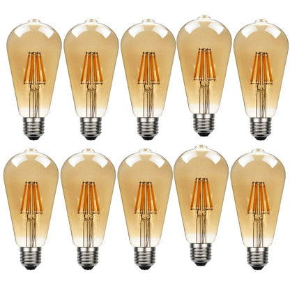 10 Pack E27 LED Edison Dimmable Vintage Amber Glass Warm white 2700K Light Bulb