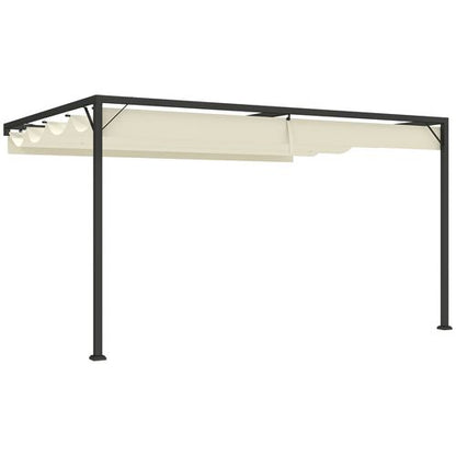 Outsunny 4 x 3(m) Outdoor Pergola Retractable Canopy Wall Mounted, Cream