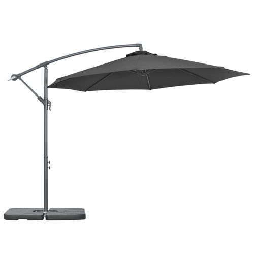 Outsunny 3(m) Banana Parasol Cantilever Umbrella Garden w/ Base Weights, Black