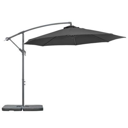 Outsunny 3(m) Banana Parasol Cantilever Umbrella Garden w/ Base Weights, Black